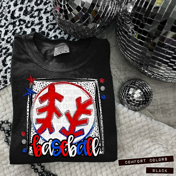 Preppy Baseball/Softball RWB shirts
