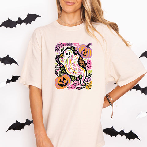 Colorful Ghosts and Pumpkins