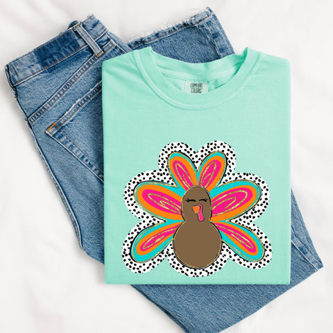 Brown turkey dot outline on mint color