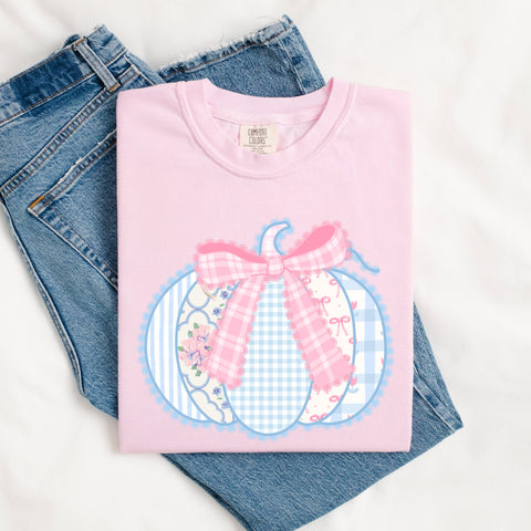 pink and plaid pumpkin