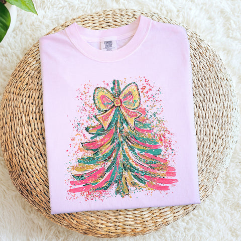 Pink Watercolor Christmas Tree