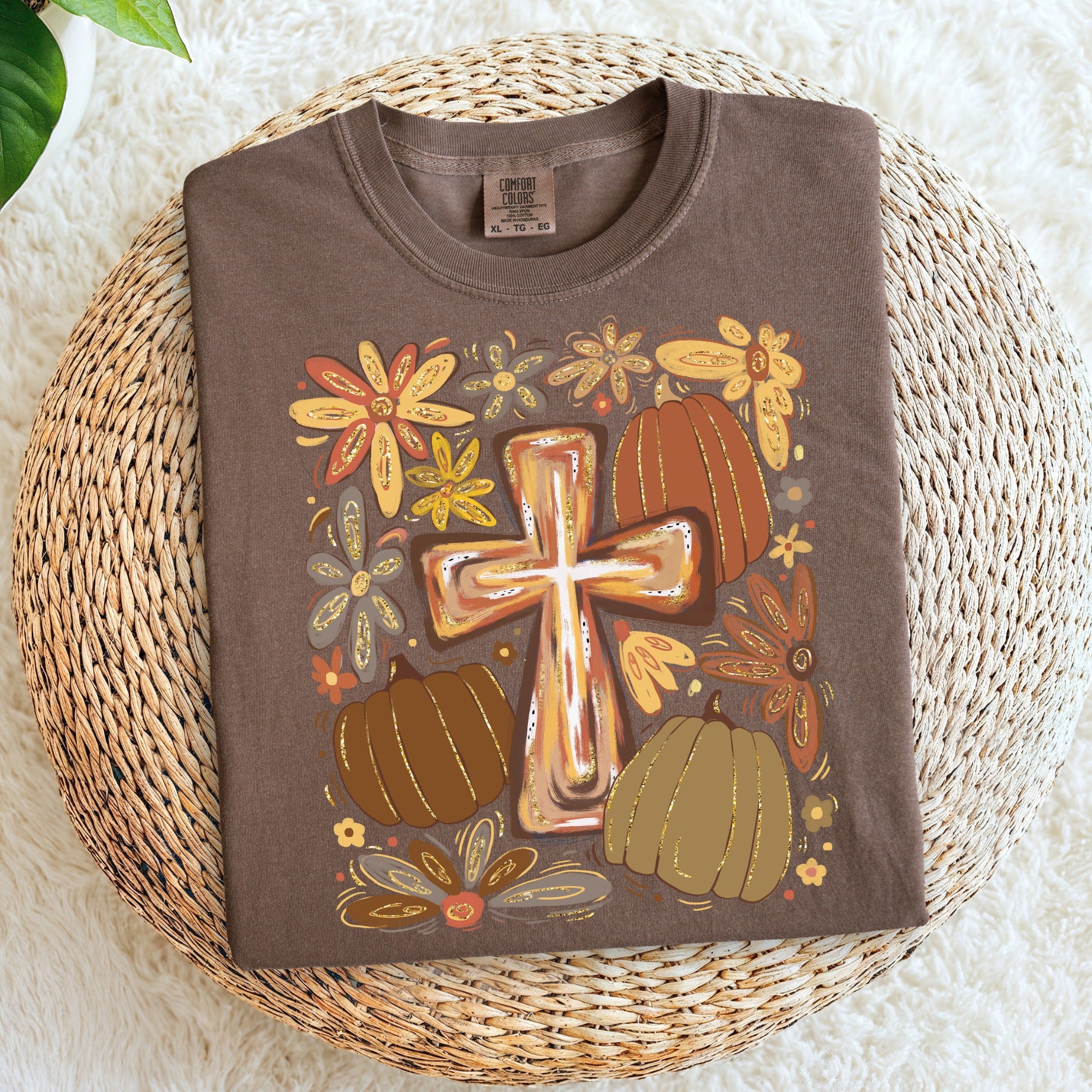 Brown cross and florals