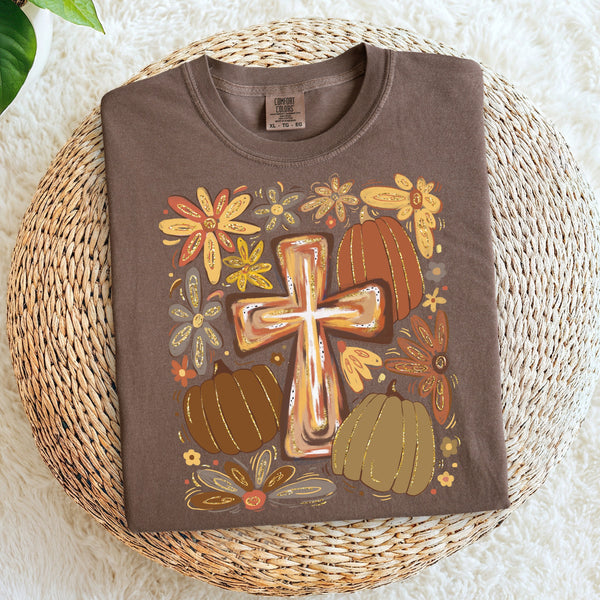 Brown cross and florals
