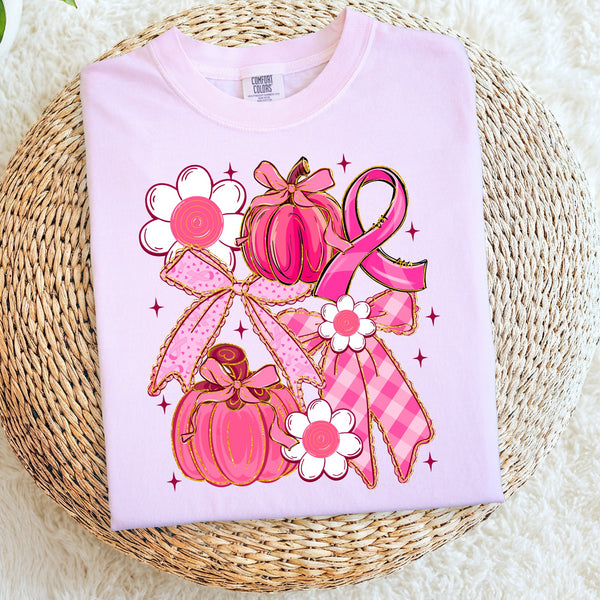 Pink Awareness bow with pumpkins