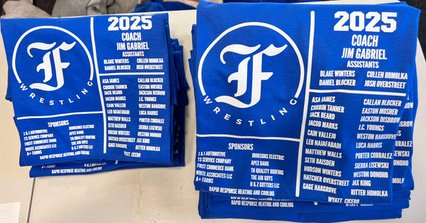 Forrest Youth Wrestling Roster shirts