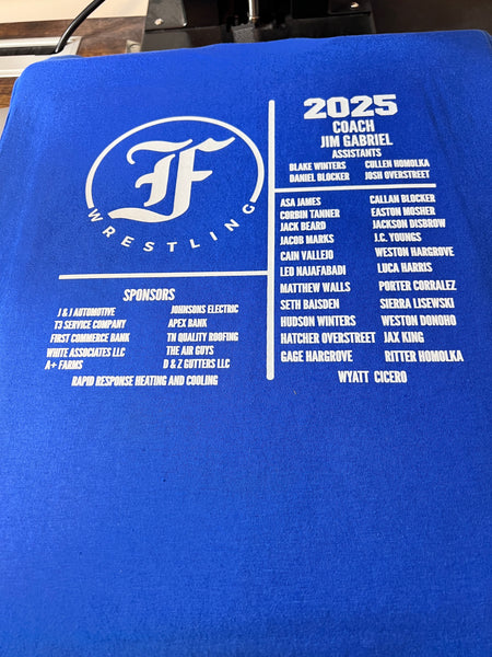 Forrest Youth Wrestling Roster shirts