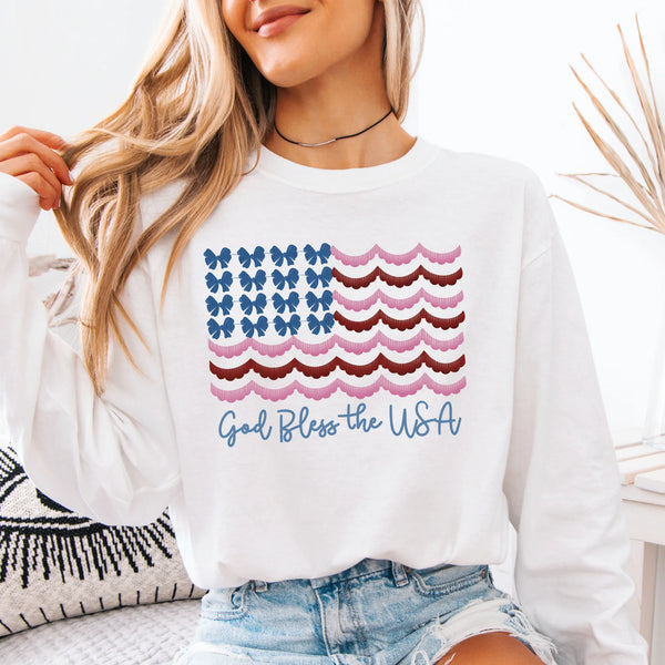 God Bless the USA scalloped flag
