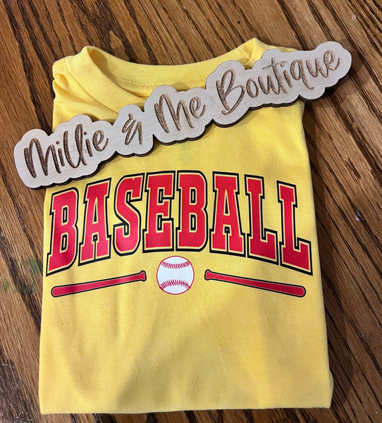 Baseball Red Ink with ball and bat