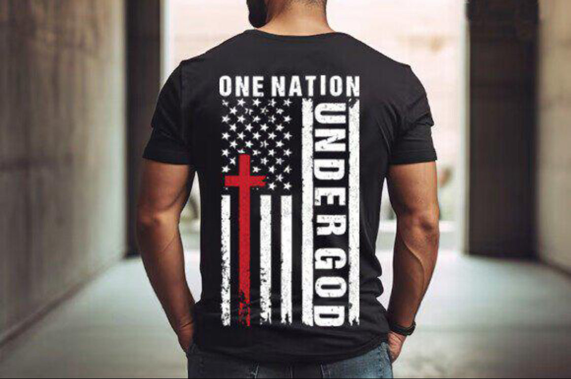 One Nation under God with vertical flag