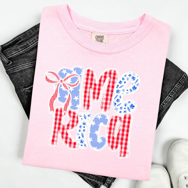 America Red check bow