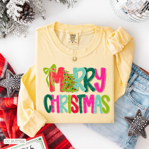 Colorful Merry Christmas with tree