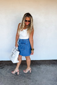 Denim Cargo Skirt.