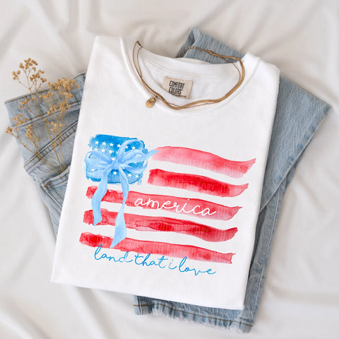 Watercolor Land of the Free Flag