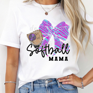 Zebra bow Softball Mama shirt